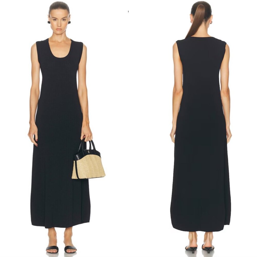 NWT RÓHE Scoop Neck Knitted Maxi Dress in Black 40 US 8 Large